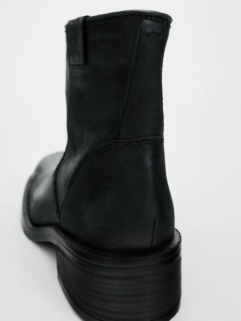 Zara Distressed Effect Leather Biker Ankle Boots NWT
